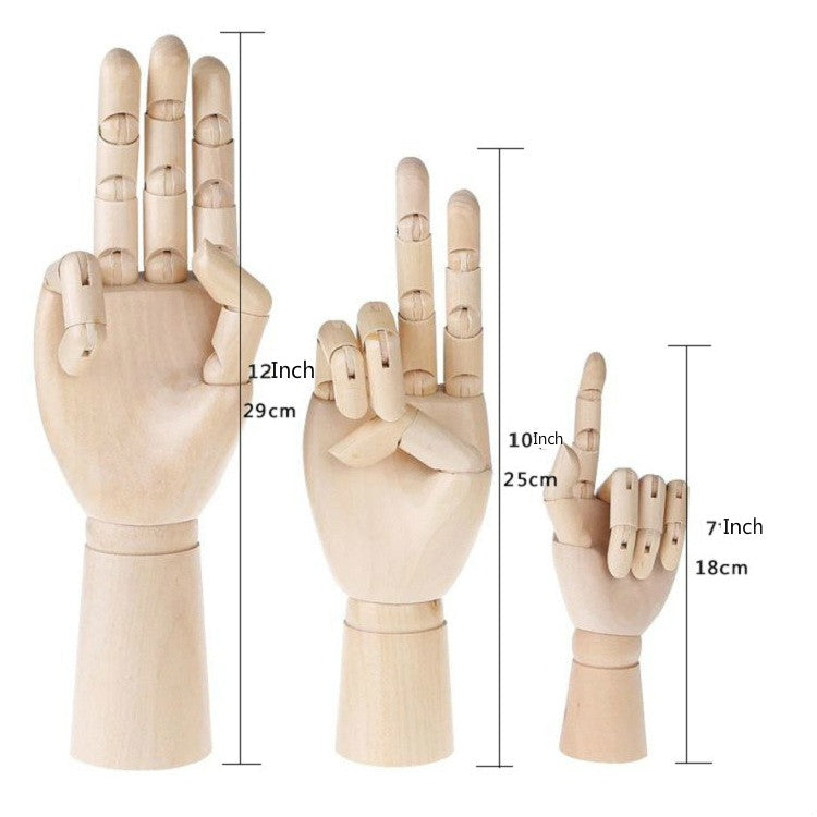 Wooden Doll Hand Joint Movable Hand Model Wooden Hand Art Sketch Tool, Size:10 Inch