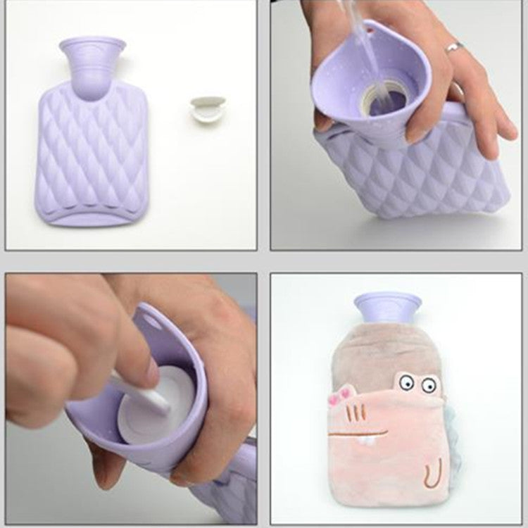 Little Hippo Hot Water Bottle Winter Warm Water Injection PVC Plush Warmer Bag