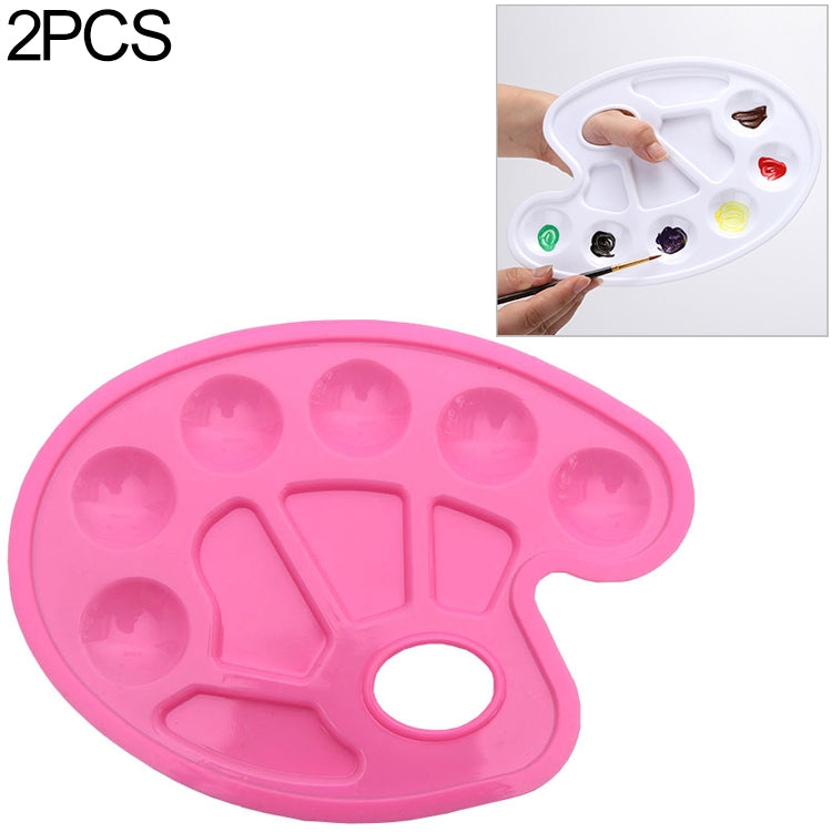 2 PCS Children DIY Paint Plastic Palette Graffiti Art Supplies TSP-64(Pink)