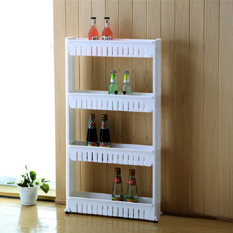 4 Layers Gap Storage Rack Organizing Storage Rack Roller Movable Kitchen Bathroom Shelf