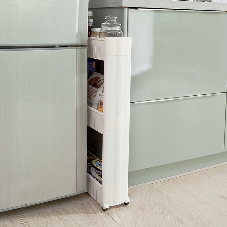 4 Layers Gap Storage Rack Organizing Storage Rack Roller Movable Kitchen Bathroom Shelf