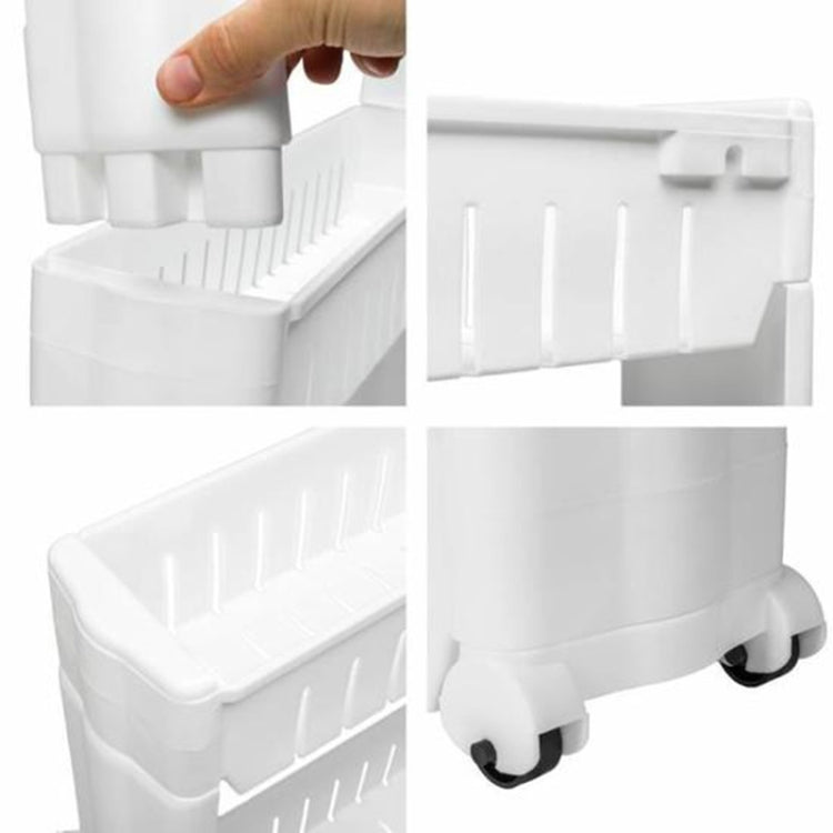 4 Layers Gap Storage Rack Organizing Storage Rack Roller Movable Kitchen Bathroom Shelf