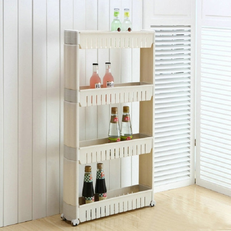 4 Layers Gap Storage Rack Organizing Storage Rack Roller Movable Kitchen Bathroom Shelf