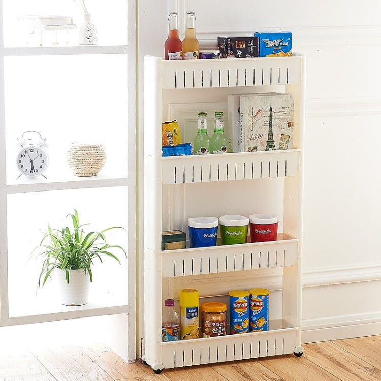 4 Layers Gap Storage Rack Organizing Storage Rack Roller Movable Kitchen Bathroom Shelf