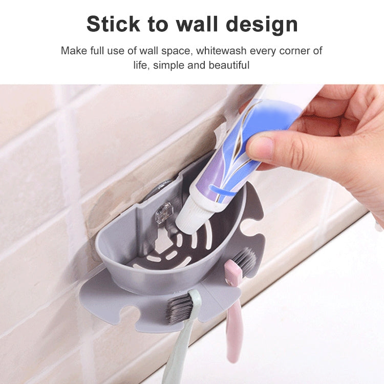 2 PCS Bathroom Multifunctional Plastic Powerful Suction Cup Rack Toothbrush Storage Rack Holder