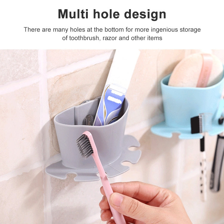 2 PCS Bathroom Multifunctional Plastic Powerful Suction Cup Rack Toothbrush Storage Rack Holder