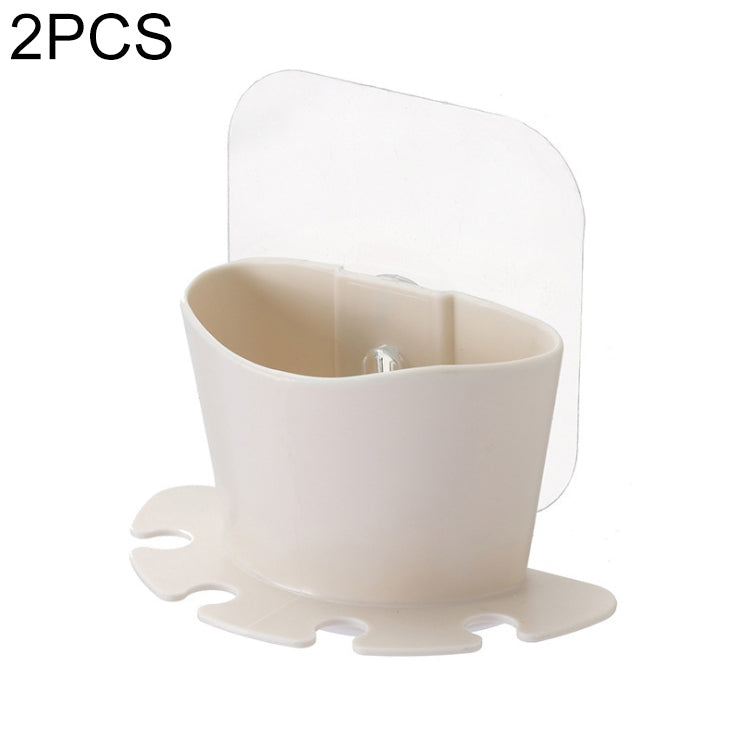 2 PCS Bathroom Multifunctional Plastic Powerful Suction Cup Rack Toothbrush Storage Rack Holder