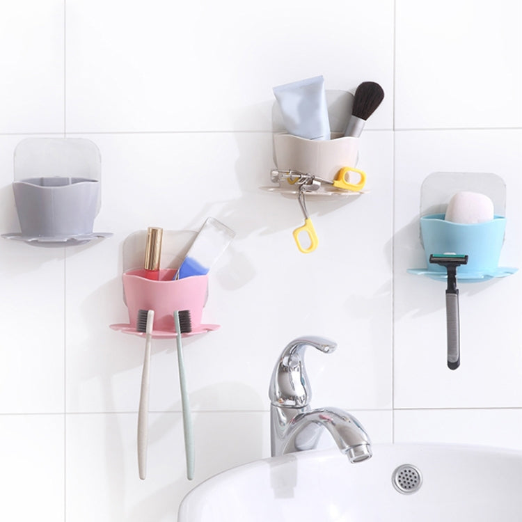 2 PCS Bathroom Multifunctional Plastic Powerful Suction Cup Rack Toothbrush Storage Rack Holder