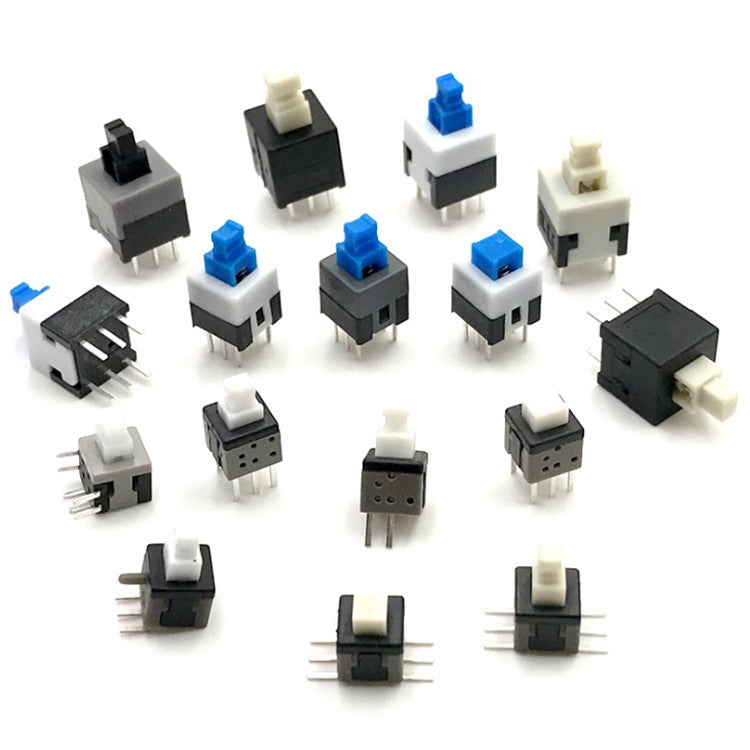 10 PCS Blue White Black Key Switch Self-locking Switch, Specification:8x8mm