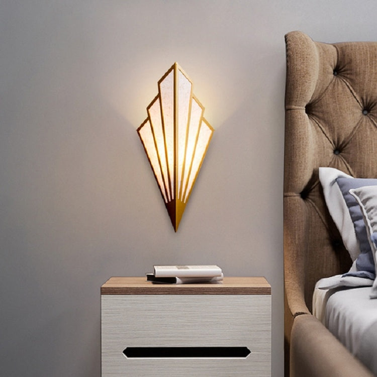 E14 LED Retro Industrial Living Room Wall Bedroom Linen Fan-Shaped Wall Lamp(Copper)