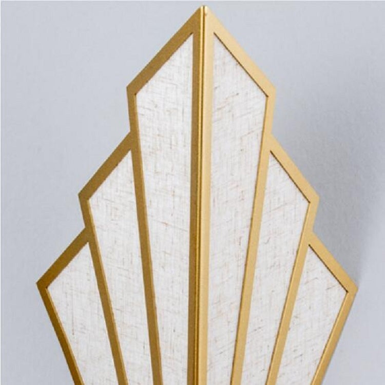 E14 LED Retro Industrial Living Room Wall Bedroom Linen Fan-Shaped Wall Lamp(Copper)