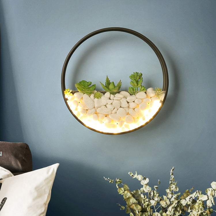 Living Room Background Wall Bedroom Bedside Round Succulent Garden Decorative Wall Lamp, Size:20 x 5 cm(White)