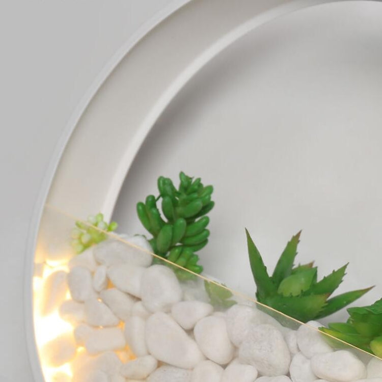 Living Room Background Wall Bedroom Bedside Round Succulent Garden Decorative Wall Lamp, Size:20 x 5 cm(White)