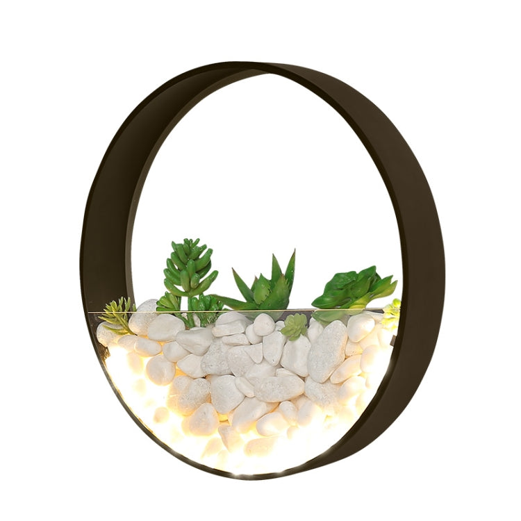 Living Room Background Wall Bedroom Bedside Round Succulent Garden Decorative Wall Lamp, Size:20 x 5 cm(White)