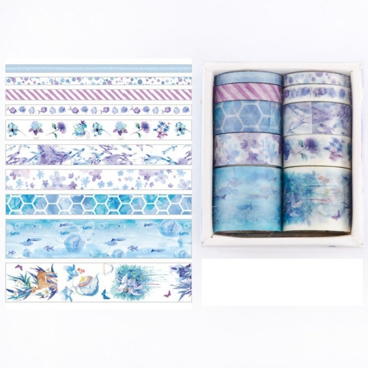 10 PCS/Box Fantasy Ocean Beautiful Plants Leaves Paper Tape DIY Decoration for Handbook Masking Tape Adhesive Tape