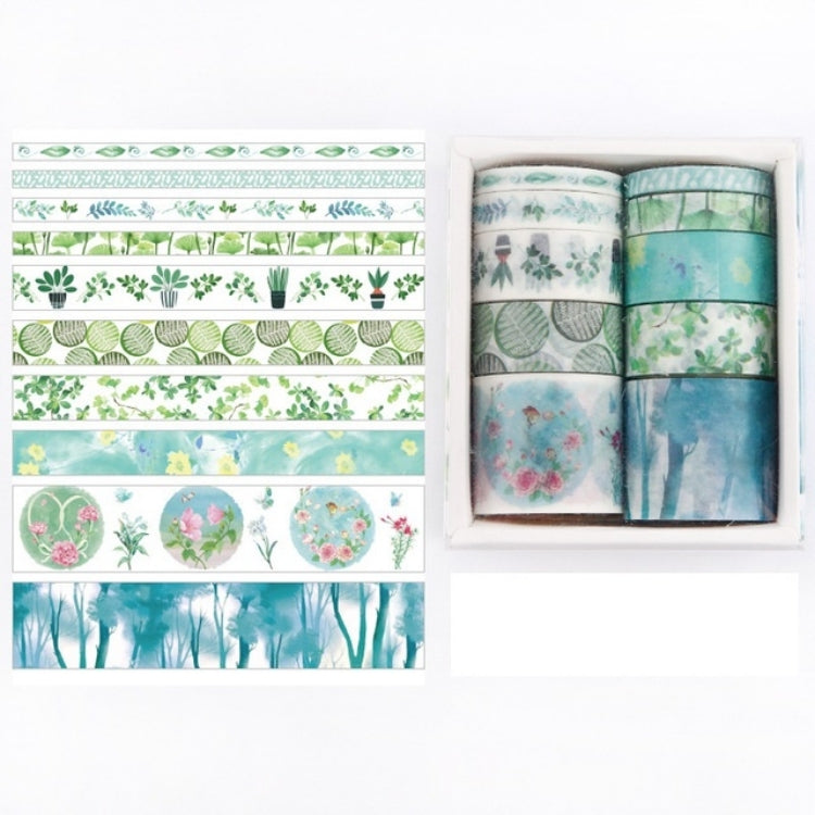 10 PCS/Box Fantasy Ocean Beautiful Plants Leaves Paper Tape DIY Decoration for Handbook Masking Tape Adhesive Tape