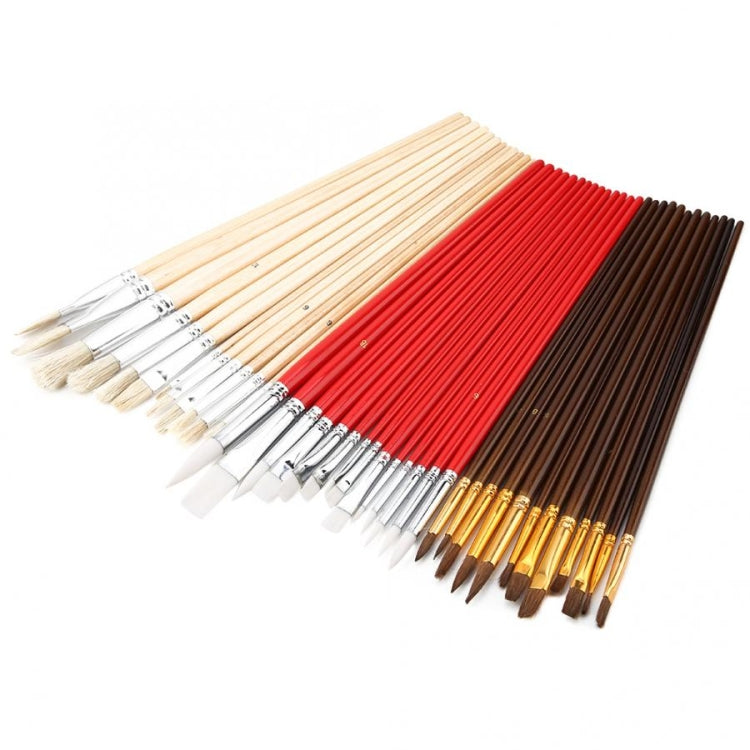 38 PCS / Set Canvas Combination Varnish Rod Watercolor Bristle Oil Brush Set