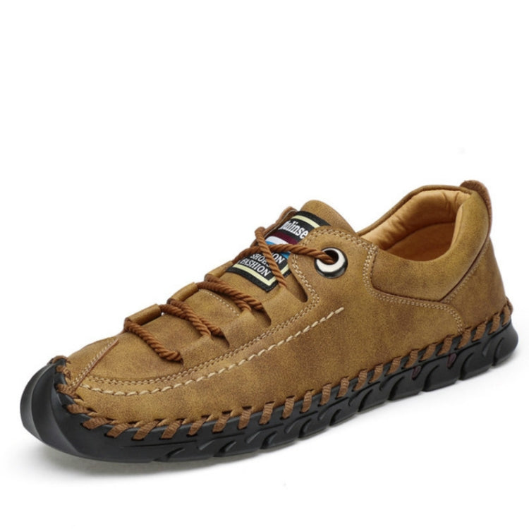 Leather Men Casual Shoes Outdoor Shoes, Size:41(Yellow)