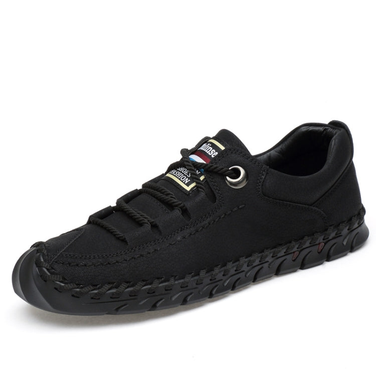 Leather Men Casual Shoes Outdoor Shoes, Size:44(Black)