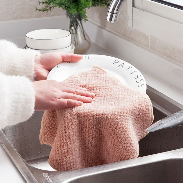 2 PCS Non-stick Oil Dish Wash Cloth Coral Velvet Towel Kitchen Tableware Cleaning Wiping Tools Kitchen Towels for Dishes(Beige)