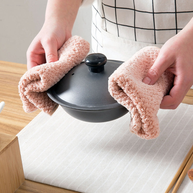 2 PCS Non-stick Oil Dish Wash Cloth Coral Velvet Towel Kitchen Tableware Cleaning Wiping Tools Kitchen Towels for Dishes(Beige)