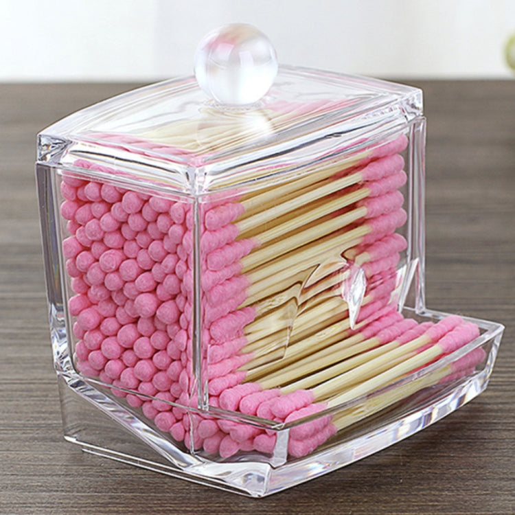 Transparent Cotton Swabs Stick Storage BoxCosmetic Makeup Organizer Case Acrylic Holder(Transparent)
