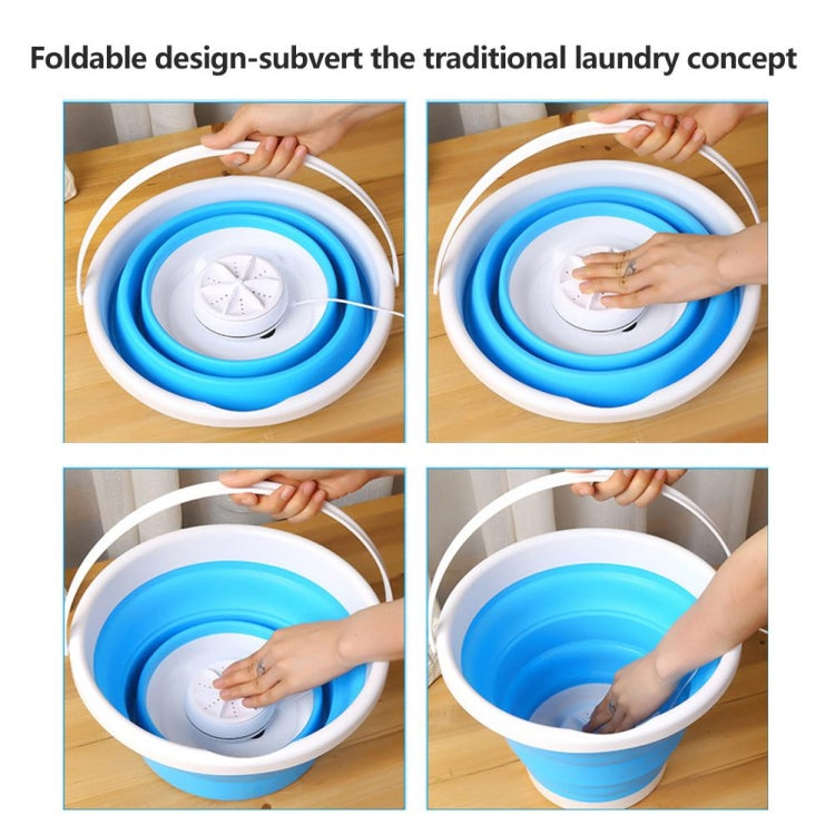 2 in 1 Travel Portable Mini Folding Bucket Super Vibration Wave Turbo Washer