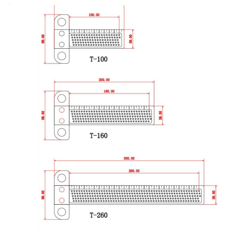 Woodworking T-Shaped Hole Marking Ruler, Style:T100