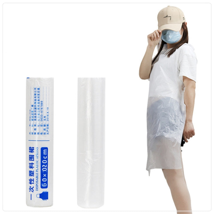 100 PCS / Roll Household kitchen Transparent Sleeveless Waterproof Plastic Disposable Apron for Restaurant, Colour:Medium Milky White, Size: 60 x 100 cm