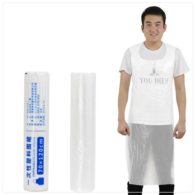 100 PCS / Roll Household kitchen Transparent Sleeveless Waterproof Plastic Disposable Apron for Restaurant, Colour:Large Milky White, Size: 70 x 120 cm