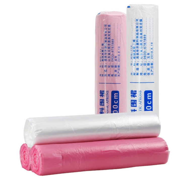 100 PCS / Roll Household kitchen Transparent Sleeveless Waterproof Plastic Disposable Apron for Restaurant, Colour:Large Pink, Size: 70 x 120 cm