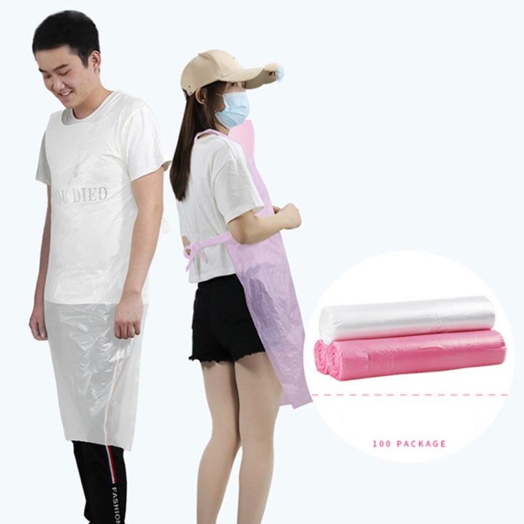 100 PCS / Roll Household kitchen Transparent Sleeveless Waterproof Plastic Disposable Apron for Restaurant, Colour:Large Pink, Size: 70 x 120 cm