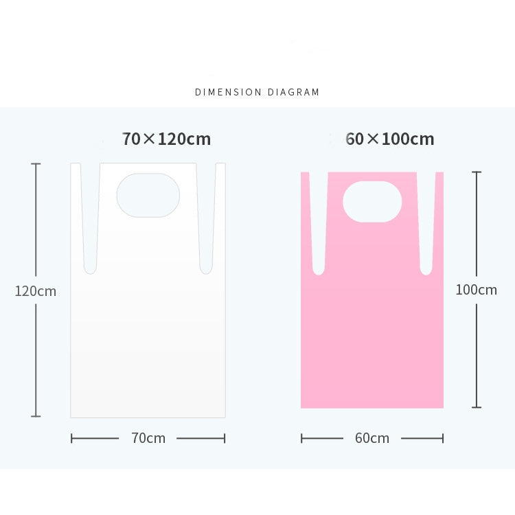 100 PCS / Roll Household kitchen Transparent Sleeveless Waterproof Plastic Disposable Apron for Restaurant, Colour:Large Pink, Size: 70 x 120 cm