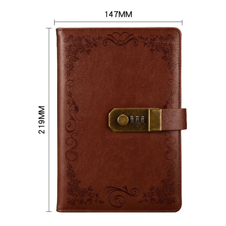 Retro Flowers Diary With Lock Notebook A5 Vintage Note Book Travel notepad