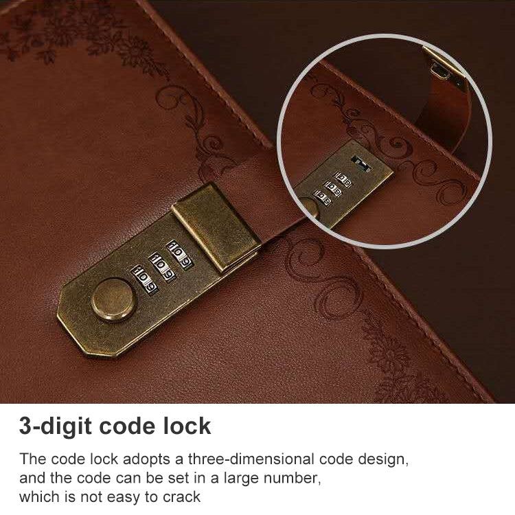 Retro Flowers Diary With Lock Notebook A5 Vintage Note Book Travel notepad