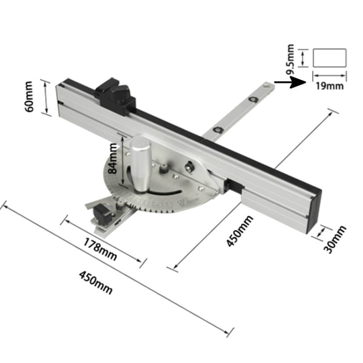Woodworking Pusher Slide Ruler Woodworking Table Saw Measuring Tool, Style:Aluminum Handle + Tenon
