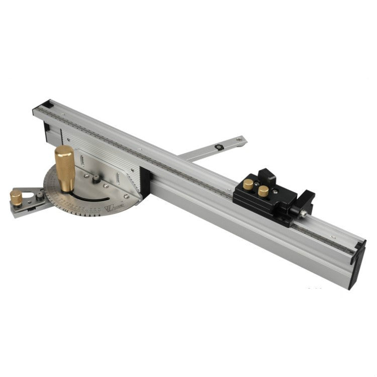 Woodworking Pusher Slide Ruler Woodworking Table Saw Measuring Tool, Style:Copper Handle + 450mm ï¼‹ Limit
