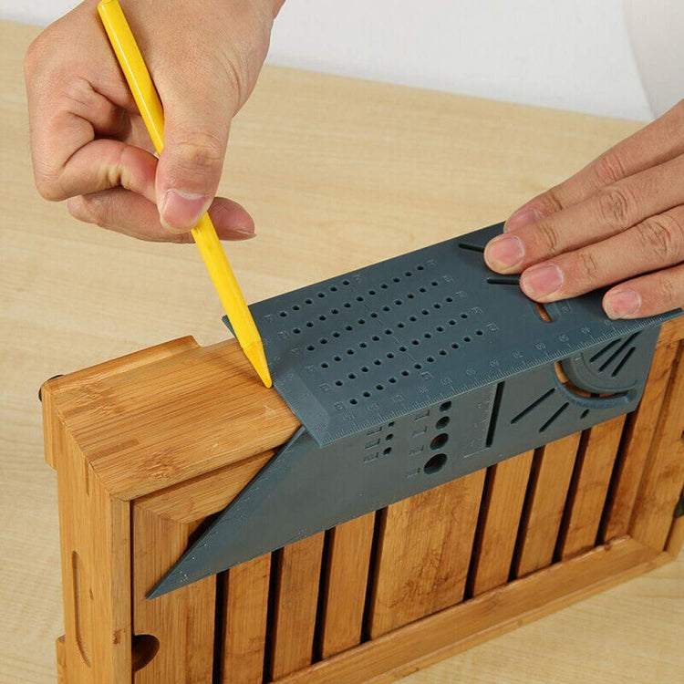 Three-Dimensional Woodworking Stop-Type Ruler, Style:Green Ruler and Pen
