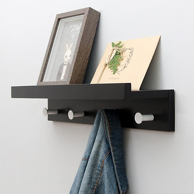 Creative Porch Decorative Wooden Coat Rack Metal Hook Key Storage Rack, Size:4 Hooks(Black)