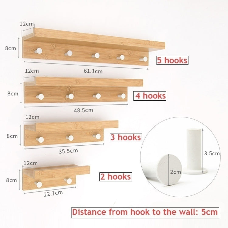 Creative Porch Decorative Wooden Coat Rack Metal Hook Key Storage Rack, Size:5 Hooks