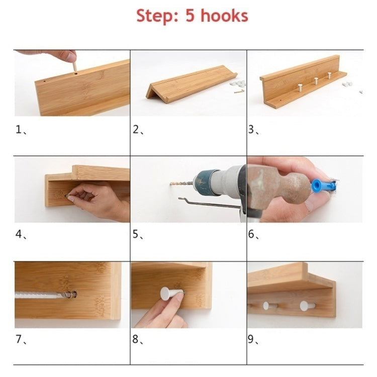 Creative Porch Decorative Wooden Coat Rack Metal Hook Key Storage Rack, Size:5 Hooks