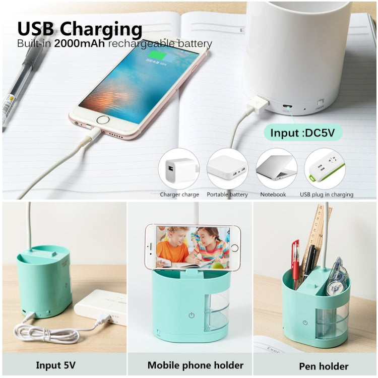 Pen Container LED Desk Lamp Stationery Storage Box Light Touch Dimming Study Reading Lamp