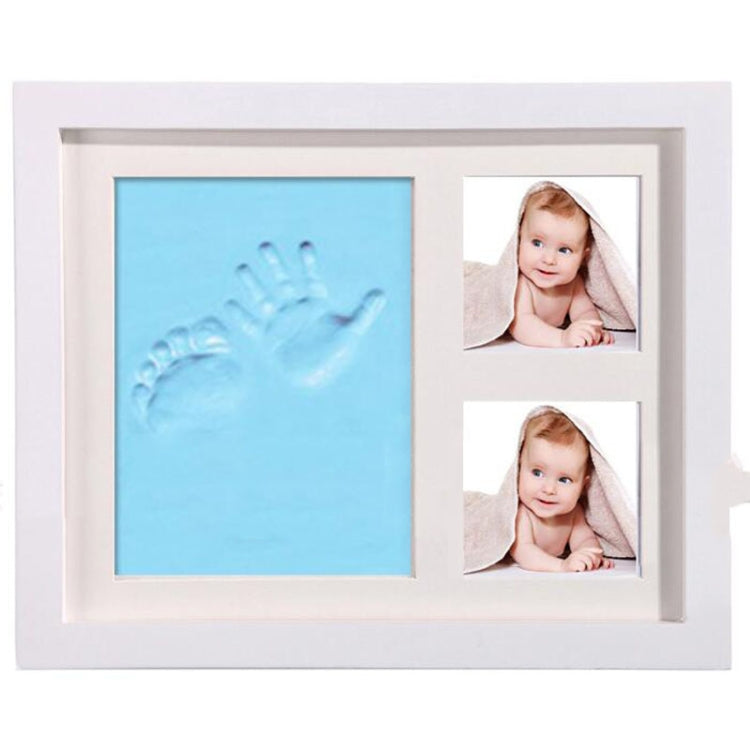 Solid Wood Three-frame BabyHands and Feet Mud Print Photo Frame with Cover