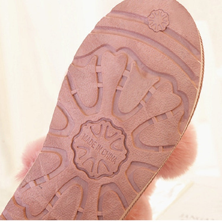 Plus Velvet Short Tube Snow Boots Cute Hair Ball Casual Cotton Shoes, Size:38