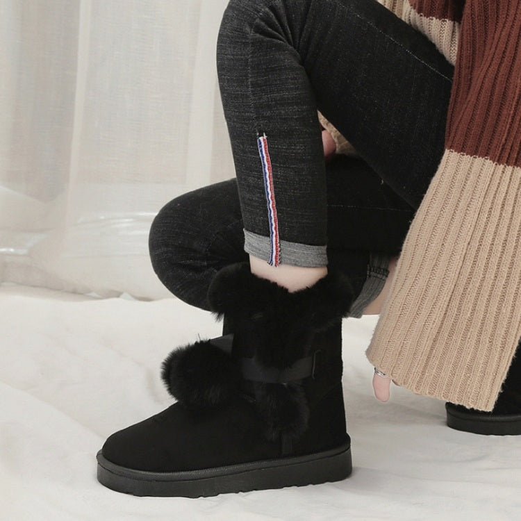 Plus Velvet Short Tube Snow Boots Cute Hair Ball Casual Cotton Shoes, Size:38