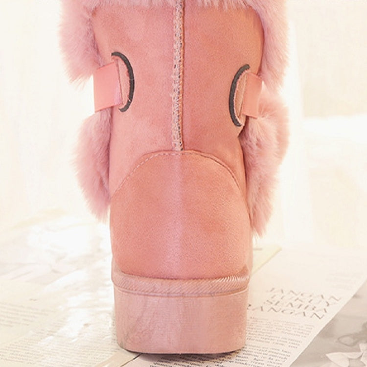 Plus Velvet Short Tube Snow Boots Cute Hair Ball Casual Cotton Shoes, Size:38
