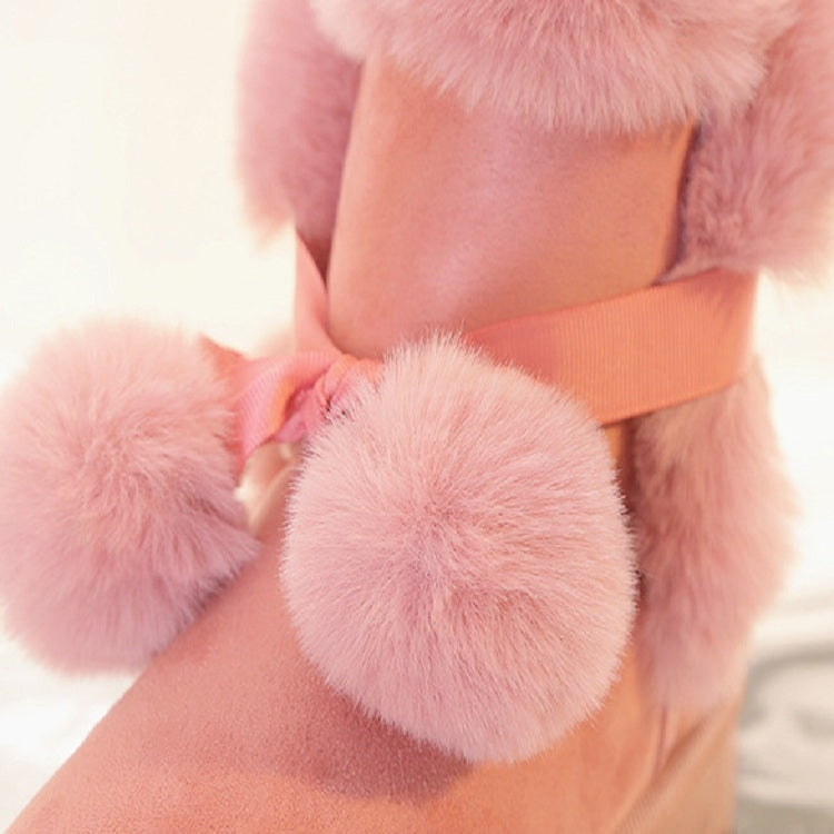 Plus Velvet Short Tube Snow Boots Cute Hair Ball Casual Cotton Shoes, Size:38