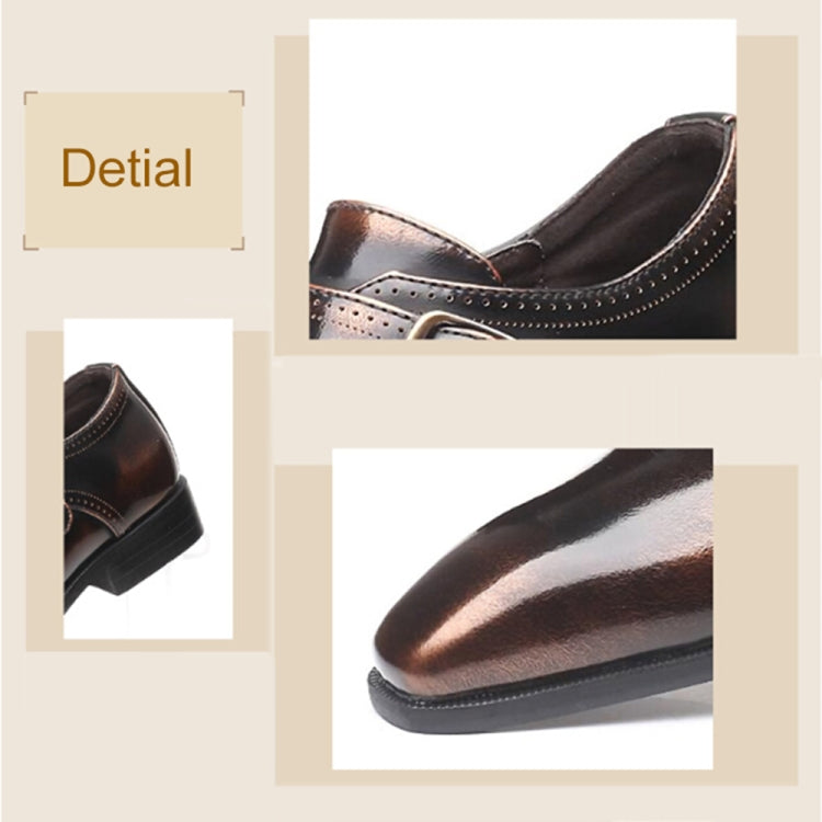 Pointed British Style Men Leather Shoes Buckle Low Heel Shoes, Size:47