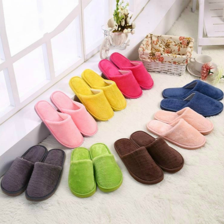 2 Pairs Home Warm Plush Cotton Slippers, Size:44-45