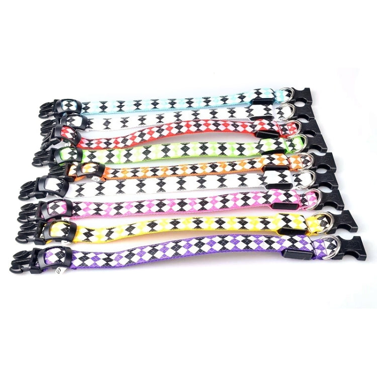 Plaid Pattern Rechargeable LED Glow Light Leads Pet Dog Collar for Small Medium Dogs, Size:L